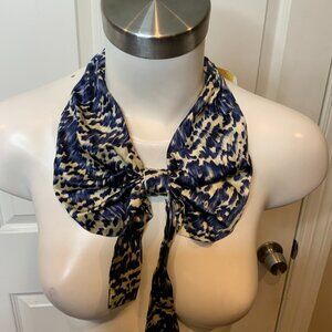 Timo Weiland Blue White Splatter Print Silk Oversized Bow Tie One Size